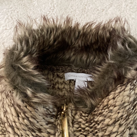Charter Club Knit Faux Fur Vest Medium - Picture 3 of 6